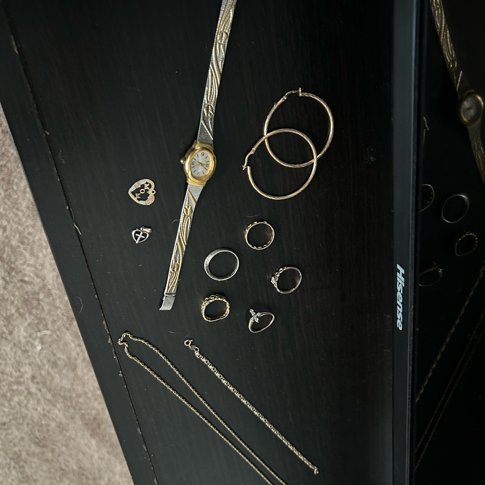 Jewelry bundle - $150 plus shipping real gold. Watch is not gold but pretty.